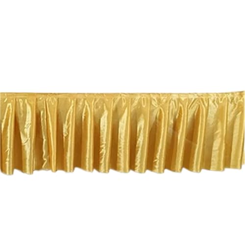 Party-Tischrock, Party-Tischröcke, Hochzeits-Tischrock for Tischdecke, Tischdecke, Hochzeitsbühne, weiße Eisseide, Tischrock, Dekoration, Party-Dekorationen (rot, H150 x L300 cm)(Gold,H50xL300CM) von POTUBI