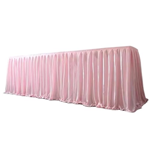 Party-Tischrock, Party-Tischröcke, Tischrock, Hochzeitsfeier, Bankett, Bühne, Chiffon-Tischrock for Tischdecke, Tischrock for Geburtstagsfeier-Dekorationen (rot, H 75 cm x L 300 cm)(Pink,H150cm x L300 von POTUBI