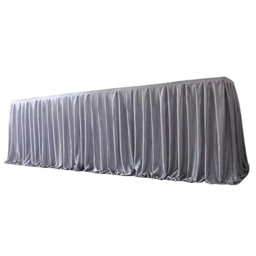 Party-Tischrock, Party-Tischröcke, Tischrock, Hochzeitsfeier, Bankett, Bühne, Chiffon-Tischrock for Tischdecke, Tischrock for Geburtstagsfeier-Dekorationen (rot, H 75 cm x L 300 cm)(Silver,H75cm x L30 von POTUBI