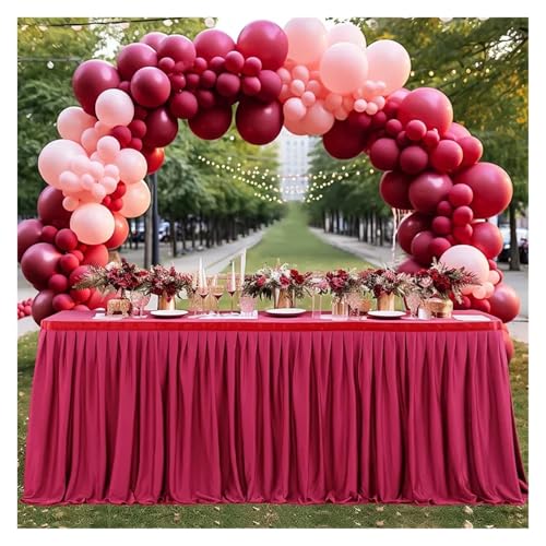 Party-Tischrock, Tischrock mit plissiertem Rüschen-Tischrock for Party, Hochzeit, Geburtstag, süße Tischdekoration, Party-Tischröcke (Pink, 14 Fuß (H 78 L 427 cm))(Color 2,4ft(H78 L122cm)) von POTUBI