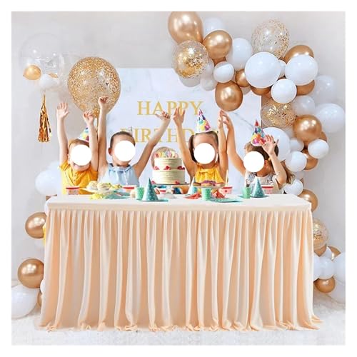 Party-Tischrock, Tischrock mit plissiertem Rüschen-Tischrock for Party, Hochzeit, Geburtstag, süße Tischdekoration, Party-Tischröcke (Pink, 14 Fuß (H 78 L 427 cm))(Color 3,4ft(H78 L122cm)) von POTUBI