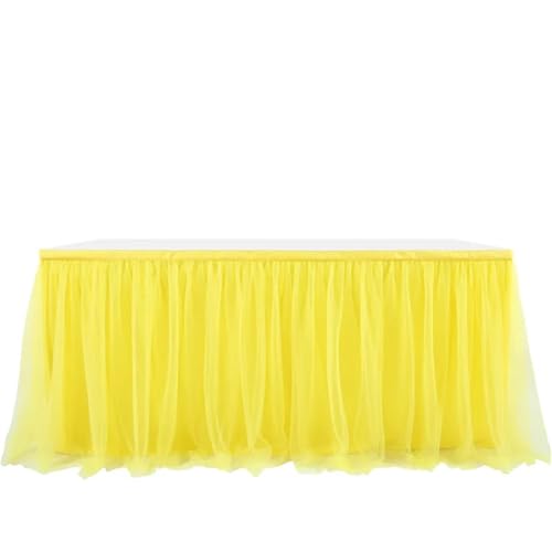 Party-Tischrock, Tüll-Tischrock, Netzstoff, Hochzeitsfeier-Dekoration, Hotelbedarf, Netzstoff-Tischrock, Tischdecke, Party-Tischröcke (Pink, 9FT (275cm x 77cm))(Yellow,6FT(183cmx77cm)) von POTUBI