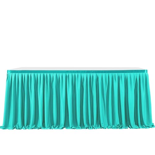 Party-Tischrock, einfarbiger Party-Tischrock, plissierter Dessert-Tischdeckenbezug, Hochzeit, festlicher Tischrock, Home-Tischrock mit Rüschenkante, Party-Tischröcke (Pink, 2,43 m x 77 cm)(Blue,14FT(4 von POTUBI