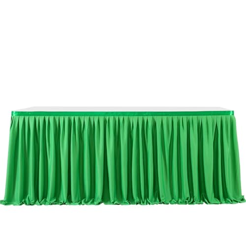 Party-Tischrock, einfarbiger Party-Tischrock, plissierter Dessert-Tischdeckenbezug, Hochzeit, festlicher Tischrock, Home-Tischrock mit Rüschenkante, Party-Tischröcke (Pink, 2,43 m x 77 cm)(Green,6FT(1 von POTUBI