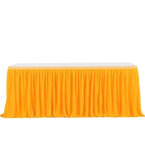 Party-Tischrock, einfarbiger Party-Tischrock, plissierter Dessert-Tischdeckenbezug, Hochzeit, festlicher Tischrock, Home-Tischrock mit Rüschenkante, Party-Tischröcke (Pink, 2,43 m x 77 cm)(Orange,6FT( von POTUBI