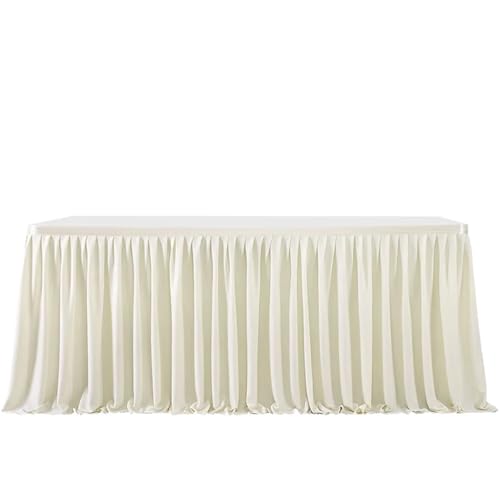 Party-Tischrock, einfarbiger Party-Tischrock, plissierter Dessert-Tischdeckenbezug, Hochzeit, festlicher Tischrock, Home-Tischrock mit Rüschenkante, Party-Tischröcke (Pink, 2,43 m x 77 cm)(Color 4,14F von POTUBI