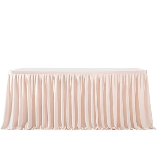 Party-Tischrock, einfarbiger Party-Tischrock, plissierter Dessert-Tischdeckenbezug, Hochzeit, festlicher Tischrock, Home-Tischrock mit Rüschenkante, Party-Tischröcke (Pink, 2,43 m x 77 cm)(Color 2,6FT von POTUBI