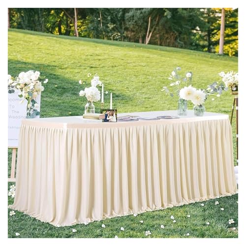 Party-Tischrock, weiße Tischröcke, rechteckige Polyester-Rüschen-Tischdecke for Hochzeit, Geburtstag, Party, Bankett, Tischdekoration, Party-Tischröcke (schwarz, H78 x L275 cm x 1 Stück)(Color 1,H78xL von POTUBI