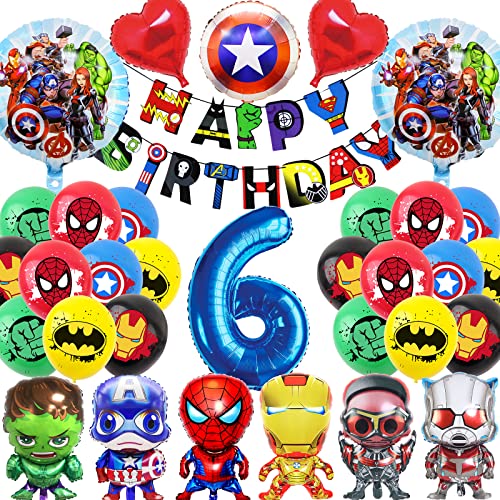POVALLOV 33pcs Kindergeburtstag Deko Held Ballons, Räche Geburtstagsdeko 6 Jahr Set, Luftballons für Junge MäDchen zum 6. Geburtstag, Eburtstag Balons Deko, Zahlen Anime Luftballon mit Fahne POVALLOV 33pcs Kindergeburtstag Deko Held Ballons, Räche Geburtstagsdeko 6 Jahr Set, Luftballons für Junge MäDchen zum 6. Geburtstag, Eburtstag Balons Deko, Zahlen Anime Luftballon mit Fahne von POVALLOV