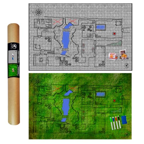 POWER BEAST Dungeon 2X Grid Game Mat + 4 Marker und Radiergummi + 2 Schatztruhen, Role Playing Game Board, Brettspiele Accesorie, D&D, Kriegsspiele, Pathfinder, Dungeons and Dragons, DND, RPG. POWER BEAST Dungeon 2X Grid Game Mat + 4 Marker und Radiergummi + 2 Schatztruhen, Role Playing Game Board, Brettspiele Accesorie, D&D, Kriegsspiele, Pathfinder, Dungeons and Dragons, DND, RPG. von POWER BEAST