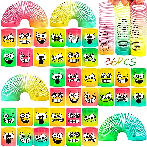 POWZOO 36 Stücke Party Mitgebsel Regenbogen Spielzeug,mit Smile Face Mini Spiralfedern,regenbogenspirale Spielzeug,Magic Rainbow Puzzle pädagogisches Spielzeug,kleines Geschenk für Kinder. von POWZOO