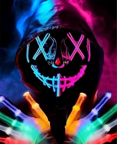 POWZOO Glühende Halloween Maske,Lustige Grimasse,LED Grusel Maske,LED-Leuchthandschuhe,Mehrere Leuchtmodi Purge Maske,für Halloween, Fasching & Party Karneval,Halloween Masken Draht Licht Dekoration. POWZOO Glühende Halloween Maske,Lustige Grimasse,LED Grusel Maske,LED-Leuchthandschuhe,Mehrere Leuchtmodi Purge Maske,für Halloween, Fasching & Party Karneval,Halloween Masken Draht Licht Dekoration. von POWZOO
