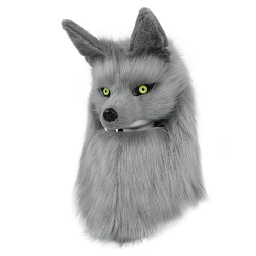 PPFINE Plüschmaske mit Tierkopf Kunstfell Wolf Hundemasken für Halloween Maskenball Cosplay Kostümrequisiten PPFINE Plüschmaske mit Tierkopf Kunstfell Wolf Hundemasken für Halloween Maskenball Cosplay Kostümrequisiten von PPFINE