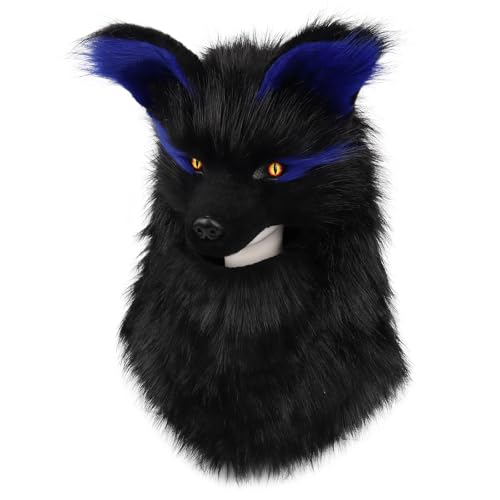 PPFINE Plüschmaske mit Tierkopf Kunstfell Wolf Hundemasken für Halloween Maskenball Cosplay Kostümrequisiten PPFINE Plüschmaske mit Tierkopf Kunstfell Wolf Hundemasken für Halloween Maskenball Cosplay Kostümrequisiten von PPFINE