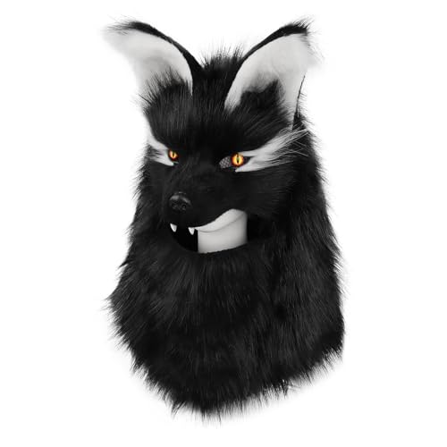 PPFINE Plüschmaske mit Tierkopf Kunstfell Wolf Hundemasken für Halloween Maskenball Cosplay Kostümrequisiten PPFINE Plüschmaske mit Tierkopf Kunstfell Wolf Hundemasken für Halloween Maskenball Cosplay Kostümrequisiten von PPFINE