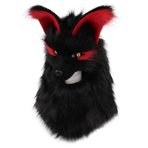 PPFINE Plüschmaske mit Tierkopf Kunstfell Wolf Hundemasken für Halloween Maskenball Cosplay Kostümrequisiten PPFINE Plüschmaske mit Tierkopf Kunstfell Wolf Hundemasken für Halloween Maskenball Cosplay Kostümrequisiten von PPFINE