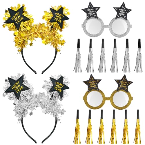 PPGGOPP Silvester Deko 2025, Silvester Haarreif, Happy New Year Haarreifen, Silvester Partytröten Tröten, Silvester Partyzubehör Haarreifen, ilvester Kopfschmuck, für Deko Silvester Party 2025 PPGGOPP Silvester Deko 2025, Silvester Haarreif, Happy New Year Haarreifen, Silvester Partytröten Tröten, Silvester Partyzubehör Haarreifen, ilvester Kopfschmuck, für Deko Silvester Party 2025 von PPGGOPP