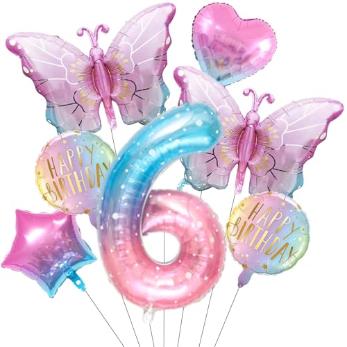6 Jahre Schmetterling Geburtstag Deko,7Stück Schmetterling Deko Geburtstag,Schmetterling Folienballon 6 Jahre,Bunt Schmetterlinge Geburtstagsdeko,für Mädchen Geburtstag Jubiläum Motto Party Dekoration 6 Jahre Schmetterling Geburtstag Deko,7Stück Schmetterling Deko Geburtstag,Schmetterling Folienballon 6 Jahre,Bunt Schmetterlinge Geburtstagsdeko,für Mädchen Geburtstag Jubiläum Motto Party Dekoration von PPGGOPP