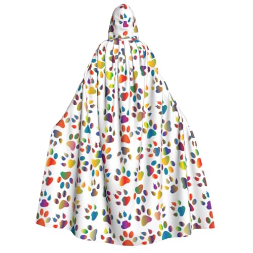 Buntes Hundepfotenabdruck-Kapuzenumhang, Unisex, Halloween-Kostüm, Karneval, Mottopartys, Cosplay Buntes Hundepfotenabdruck-Kapuzenumhang, Unisex, Halloween-Kostüm, Karneval, Mottopartys, Cosplay von PPHGUT