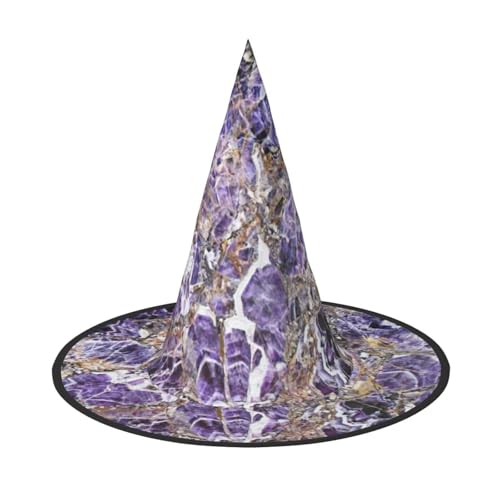 Halloween-Hexenhut mit Marmor-Aufdruck, breite Krempe, faltbare Kappe, Partys, Arnivals und Rollenspielveranstaltungen von PPHGUT