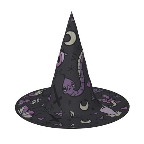 Halloween-Hexenhut mit breiter Krempe, faltbar, für Partys, Arnivals und Rollenspiele, Violett / Schwarz Halloween-Hexenhut mit breiter Krempe, faltbar, für Partys, Arnivals und Rollenspiele, Violett / Schwarz von PPHGUT