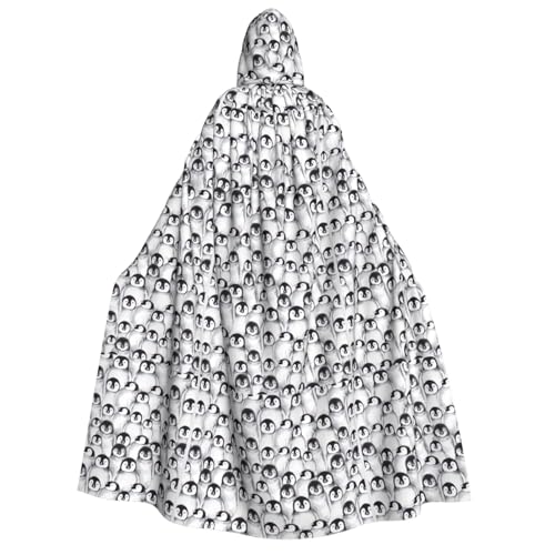 Kapuzenumhang mit süßem Pinguin-Skizzenaufdruck, Unisex, Halloween-Kostüm, Karneval, Mottopartys, Cosplay von PPHGUT