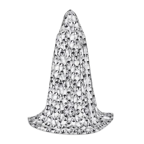 Niedlicher Pinguin-Skizzen-Druck, Kapuzenumhang, Verkleidung, Halloween, Karneval, Cosplay, Teenager, Kinder, Erwachsene, Zauberer-Themen von PPHGUT