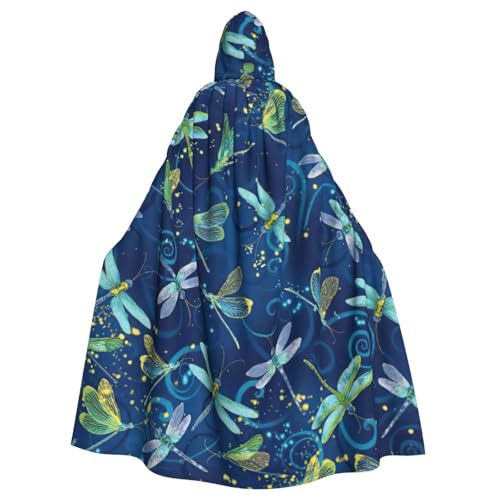 PPHGUT Blauer Libellen-Druck, Unisex, volle Länge, mit Kapuze, Halloween-Umhang für Cosplay, Mittelalter und Festivals, passend von PPHGUT