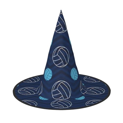 PPHGUT Blauer Volleyball-Druck, Halloween-Hexenhut, breite Krempe, faltbare Kappe, Partys, Arnivals und Rollenspielveranstaltungen von PPHGUT