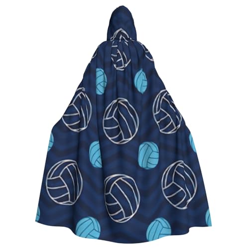 PPHGUT Blauer Volleyball-Druck, Unisex, volle Länge, mit Kapuze, Halloween-Umhang für Cosplay, Mittelalter und Festivals, passend von PPHGUT