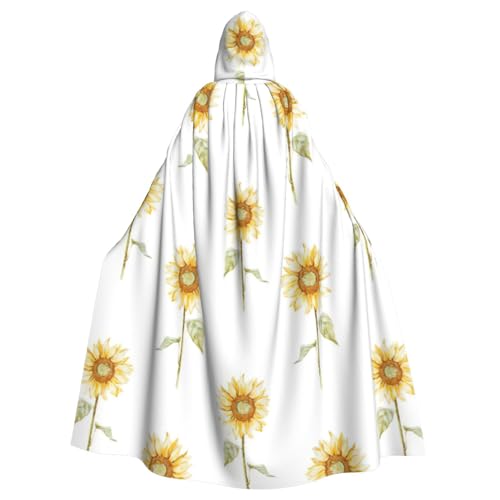 PPHGUT Blühender Sonnenblumen-Druck, Unisex, volle Länge, mit Kapuze, Halloween-Umhang für Cosplay, Mittelalter und Festivals, passend von PPHGUT