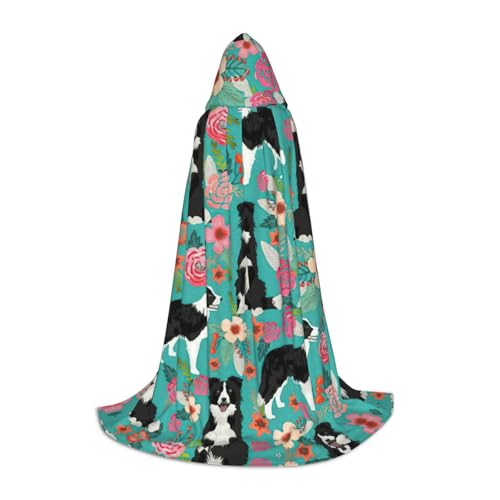 PPHGUT Border Collie Kapuzenumhang mit Blumenmuster, für Halloween, Karneval, Cosplay, Teenager, Kinder, Erwachsene, Zauberer-Themen PPHGUT Border Collie Kapuzenumhang mit Blumenmuster, für Halloween, Karneval, Cosplay, Teenager, Kinder, Erwachsene, Zauberer-Themen von PPHGUT