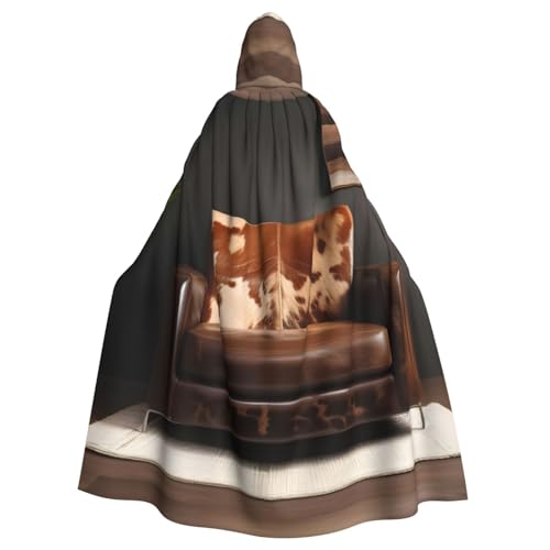 PPHGUT Brauner Cowwhides-Druck, Unisex, volle Länge, mit Kapuze, Halloween-Umhang für Cosplay, Mittelalter und Festivals, passend für Halloween PPHGUT Brauner Cowwhides-Druck, Unisex, volle Länge, mit Kapuze, Halloween-Umhang für Cosplay, Mittelalter und Festivals, passend für Halloween von PPHGUT