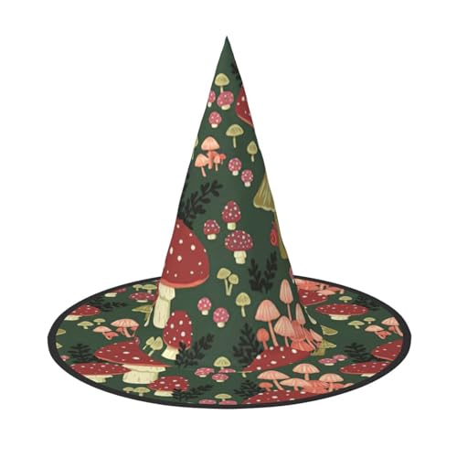 PPHGUT Bright Mushrooms Kunstdruck Halloween Hexenhut breite Krempe faltbare Kappe Partys Arnivals und Rollenspielveranstaltungen von PPHGUT