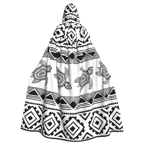PPHGUT Ethnischer Schildkröten-gestreifter Druck, Unisex, volle Länge, mit Kapuze, Halloween-Umhang, für Cosplay, Mittelalter und Festivals, passend von PPHGUT