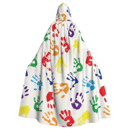 PPHGUT Farbenfroher Handformen-Regenbogen-Druck, Unisex, volle Länge, mit Kapuze, Halloween-Umhang für Cosplay, Mittelalter und Festivals, passend PPHGUT Farbenfroher Handformen-Regenbogen-Druck, Unisex, volle Länge, mit Kapuze, Halloween-Umhang für Cosplay, Mittelalter und Festivals, passend von PPHGUT