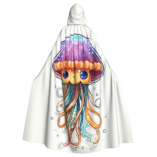 PPHGUT Farbenfroher Quallen-Druck, Unisex, volle Länge, mit Kapuze, Halloween-Umhang für Cosplay, Mittelalter und Festivals, passend für Halloween PPHGUT Farbenfroher Quallen-Druck, Unisex, volle Länge, mit Kapuze, Halloween-Umhang für Cosplay, Mittelalter und Festivals, passend für Halloween von PPHGUT