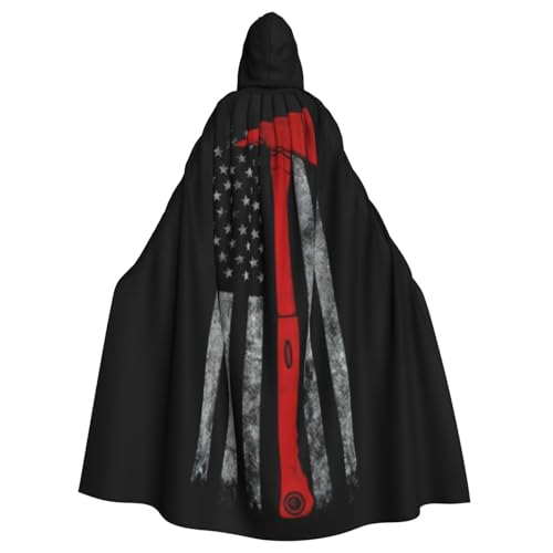 PPHGUT Feuerwehrmann Axt mit roter Linie, Unisex, volle Länge, mit Kapuze, Halloween-Umhang, für Cosplay, Mittelalter und Festivals, passend von PPHGUT