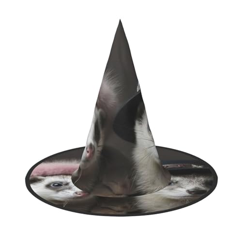 PPHGUT Französisches Modell, Frettchen-Druck, Halloween, Hexenhut, breite Krempe, faltbare Kappe, Partys, Arnivale und Rollenspielveranstaltungen von PPHGUT