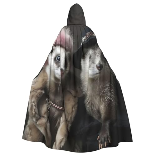 PPHGUT Französisches Modell, Frettchen-Druck, Unisex, volle Länge, mit Kapuze, Halloween-Umhang für Cosplay, Mittelalter und Festivals, passend für Halloween PPHGUT Französisches Modell, Frettchen-Druck, Unisex, volle Länge, mit Kapuze, Halloween-Umhang für Cosplay, Mittelalter und Festivals, passend für Halloween von PPHGUT