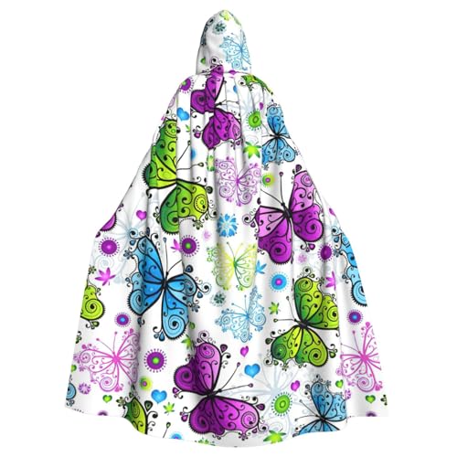 PPHGUT Frühlingsfarbener Schmetterlings-Druck, Unisex, volle Länge, mit Kapuze, Halloween-Umhang für Cosplay, Mittelalter und Festivals PPHGUT Frühlingsfarbener Schmetterlings-Druck, Unisex, volle Länge, mit Kapuze, Halloween-Umhang für Cosplay, Mittelalter und Festivals von PPHGUT