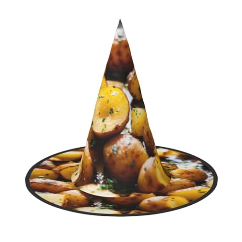 PPHGUT Gartenkartoffeln Druck Halloween Hexenhut breite Krempe faltbare Kappe Partys Arnivals und Rollenspielveranstaltungen von PPHGUT