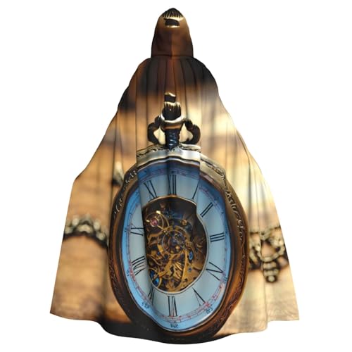 PPHGUT Gears Clock Bronze-Century-Druck, Unisex, volle Länge, mit Kapuze, Halloween-Umhang für Cosplay, Mittelalter und Festivals, passend von PPHGUT