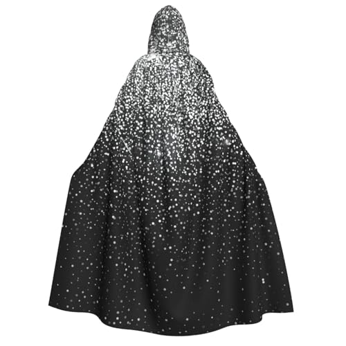 PPHGUT Glänzender silberner Glitzer-Aufdruck, Kapuzenumhang, Unisex, Halloween-Kostüm, Karneval, Mottopartys, Cosplay von PPHGUT