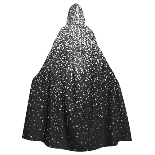 PPHGUT Glänzender silberner Glitzer-Druck, Unisex, volle Länge, mit Kapuze, Halloween-Umhang für Cosplay, Mittelalter und Festivals, passend für Halloween von PPHGUT