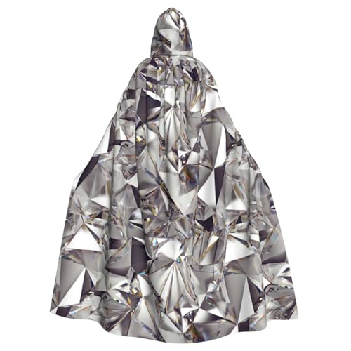 PPHGUT Glitzernder abstrakter Diamant-Kristallmuster-Druck, Unisex, volle Länge, mit Kapuze, Halloween-Umhang für Cosplay, Mittelalter und Festivals, passend von PPHGUT