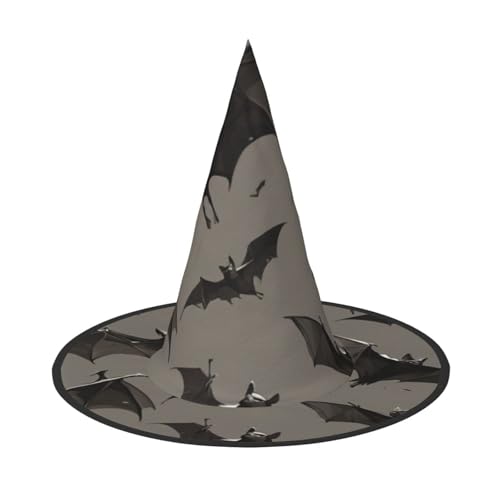 PPHGUT Halloween Fledermäuse grauer Druck Halloween Hexenhut breite Krempe faltbare Kappe Partys Arnivals und Rollenspielveranstaltungen von PPHGUT