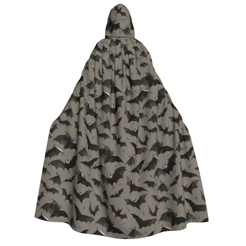 PPHGUT Halloween Fledermäuse grauer Druck Kapuzenumhang Unisex Halloween Kostüm Karneval Motto Festivals Partys Cosplay von PPHGUT