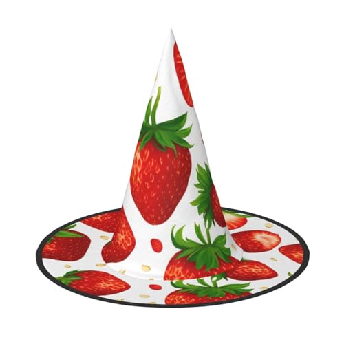 PPHGUT Halloween-Hexenhut mit Erdbeerdruck, breite Krempe, faltbare Kappe, Partys, Arnivals und Rollenspielveranstaltungen PPHGUT Halloween-Hexenhut mit Erdbeerdruck, breite Krempe, faltbare Kappe, Partys, Arnivals und Rollenspielveranstaltungen von PPHGUT