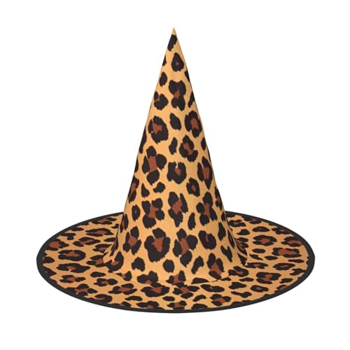 PPHGUT Halloween-Hexenhut mit Leopardenmuster, breite Krempe, faltbare Kappe, Partys, Arnivals und Rollenspielveranstaltungen von PPHGUT